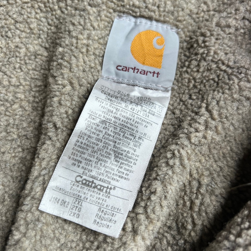 Carhartt J184 DKB Sandstone‎ Ridge Coat Mens 2XL Dark Brown Sherpa Lined Jacket - Picture 5 of 7
